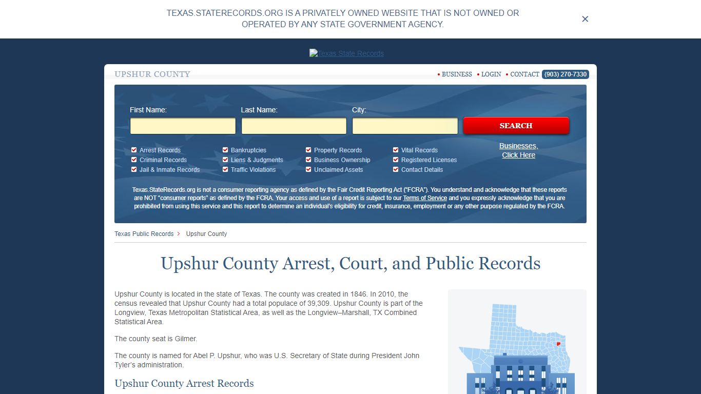 Upshur County Arrest, Court, and Public Records