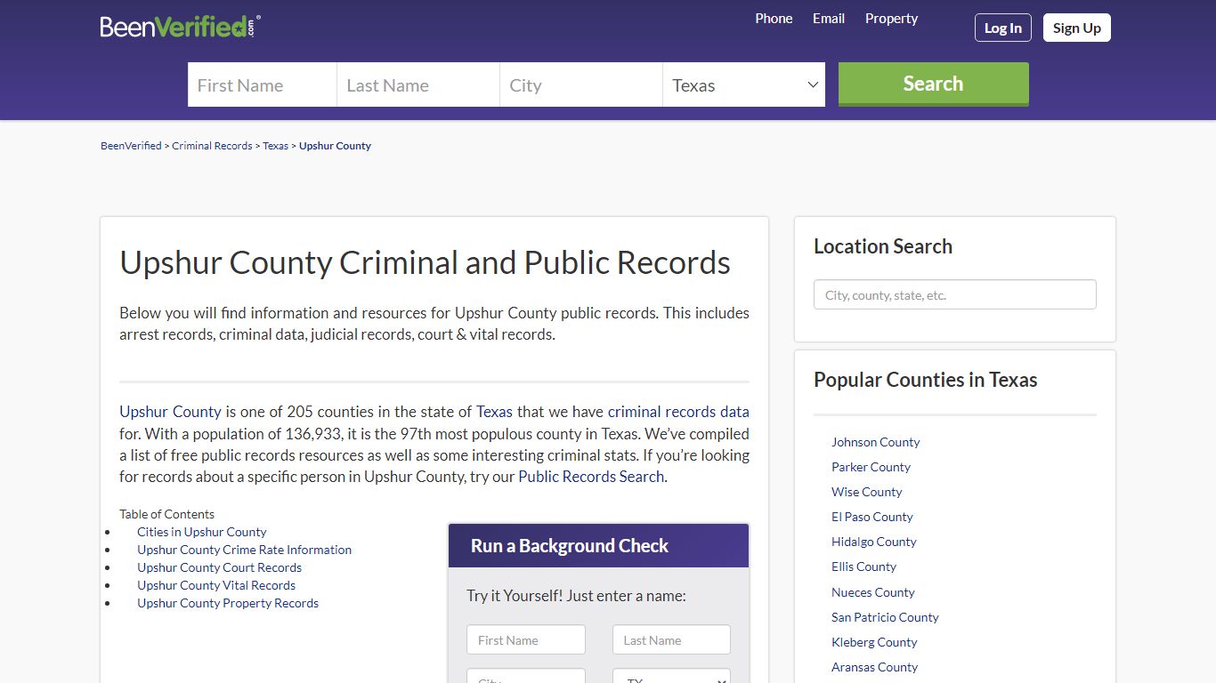 Upshur County Criminal and Public Records - BeenVerified